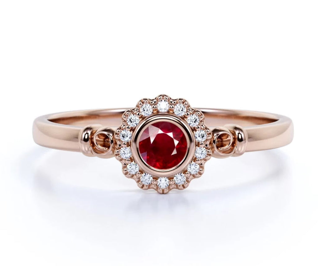 14k Gold Red Ruby Ring Z652