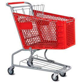 Red Plastic Shopping Cart 3.5 Cu. Foot Capacity S8019