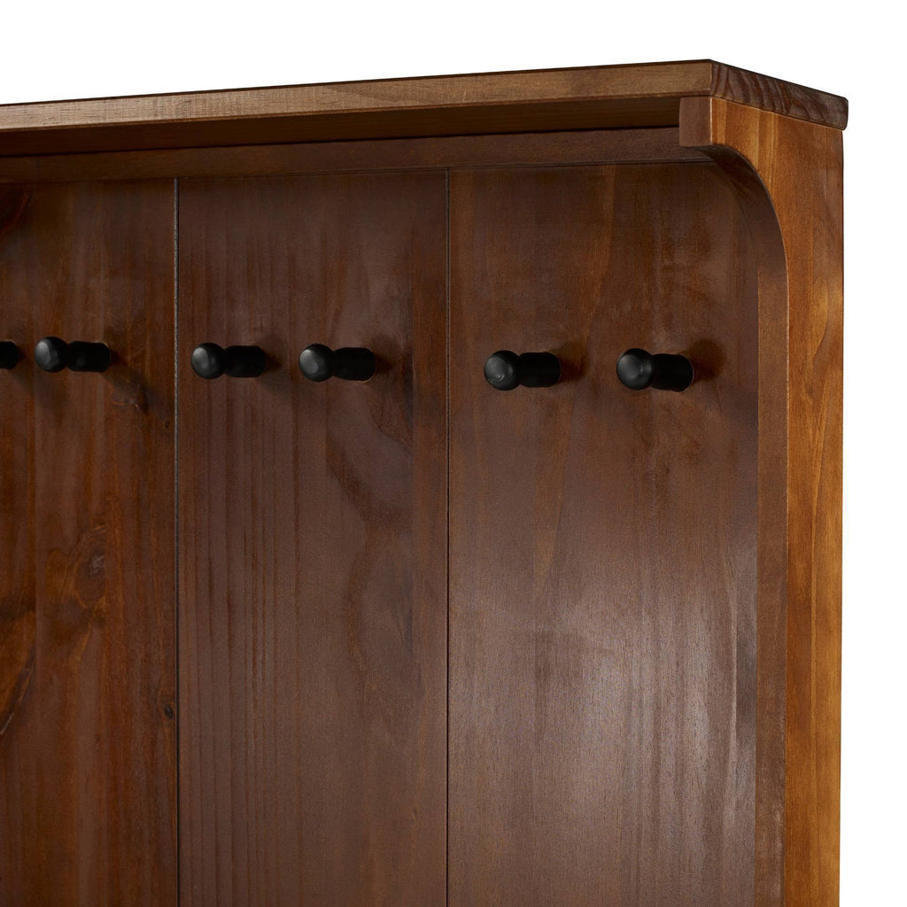 Solid Wood Hall Tree with Drawer Walnut Q7577
