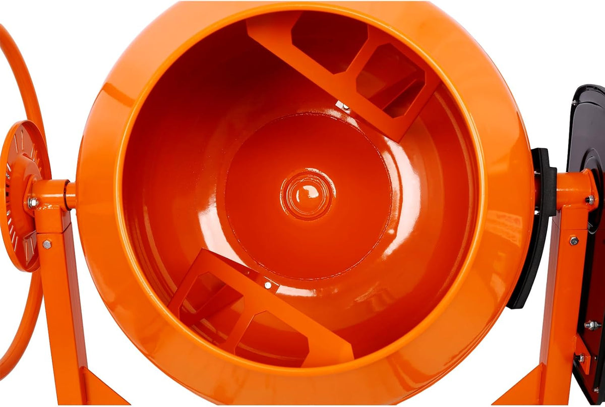 Orange Electric Cement Mixer with Wheel & Stand O267227
