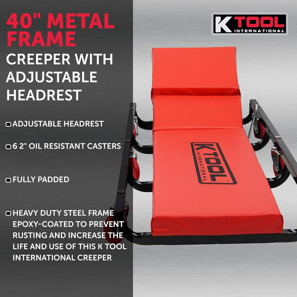 40 Metal Frame Creeper with Adjustable Headrest, 6 2 Oil Resistant Castors W811028
