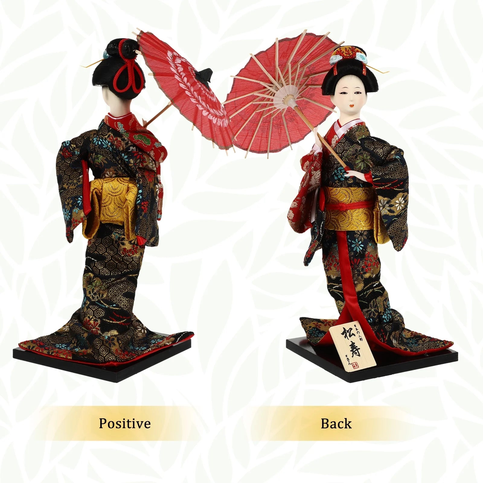 2 Count Japanese Geisha Wooden Doll Figurines A3521