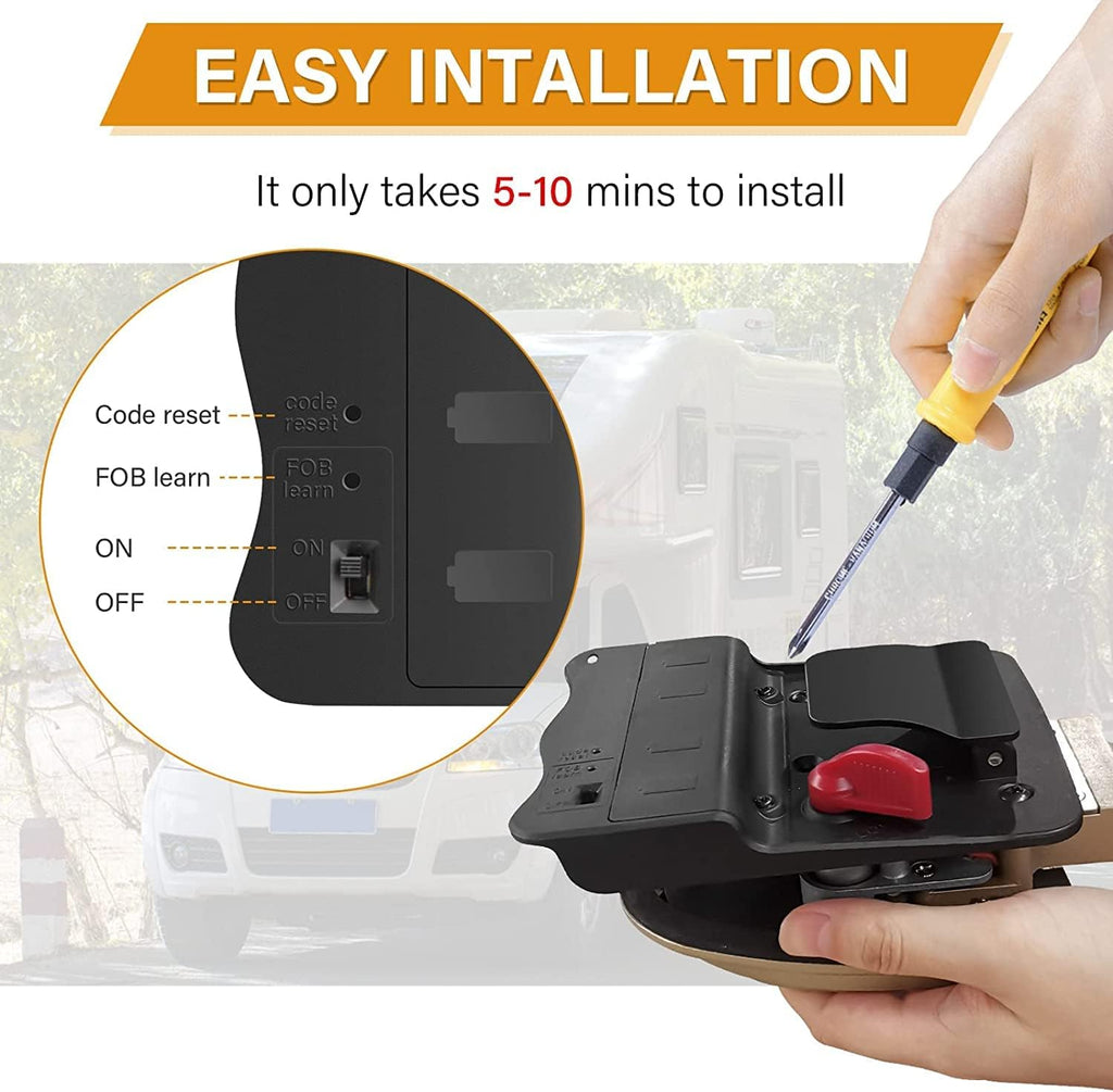 Waterproof Keyless RV Door Lock with Backlit Keypad and 2 Fobs and Key for 2.75 x 3.75 Lock Hole S4520