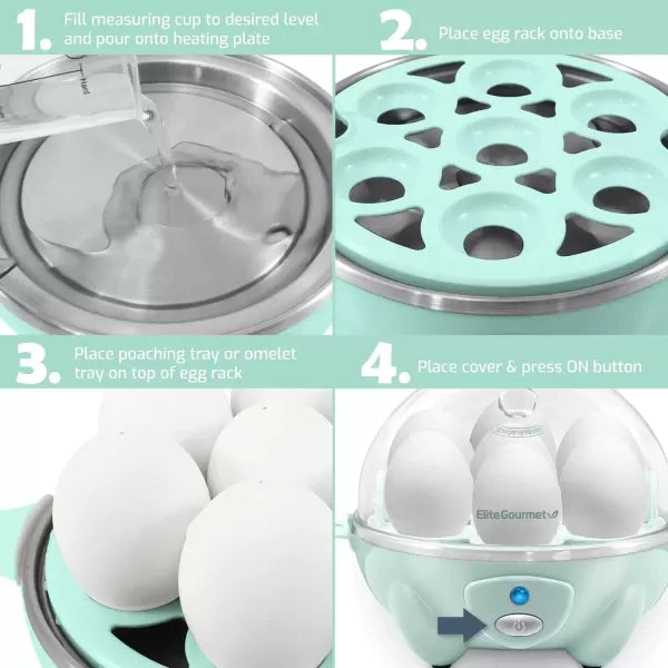 7 Egg Capacity Electric Egg Cooker with Auto Shut-Off F508