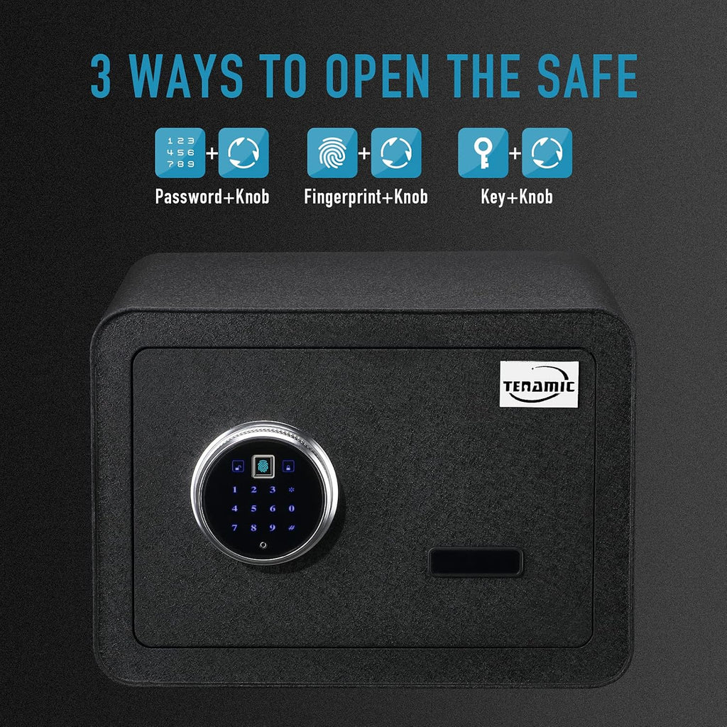 Black Biometric Fingerprint Safe Box, Solid Alloy Steel W569059