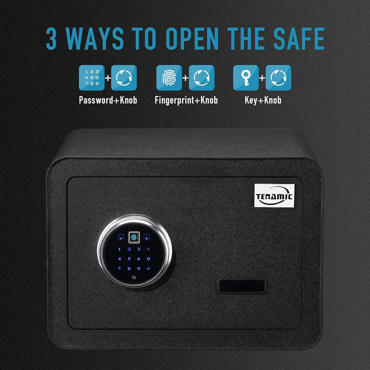 Black Biometric Fingerprint Safe Box, Solid Alloy Steel W569059