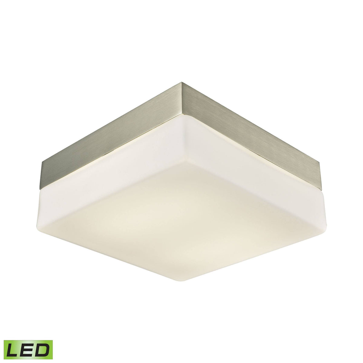 2 Light Square LED Flush Mount in Satin Nickel and Opal Glass J72876