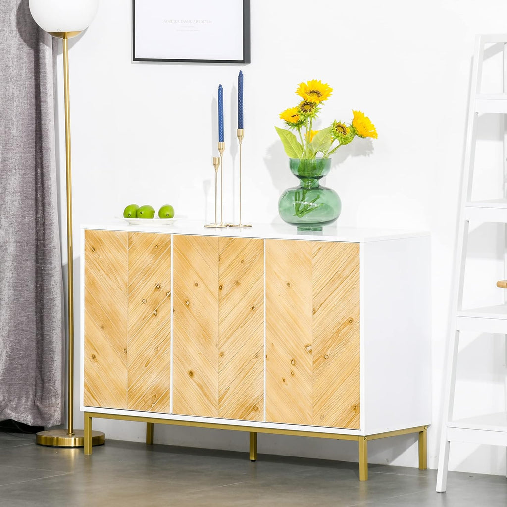 Natural Wood 3 Door Accent Sideboard Cabinet with Adjustable Shelving G8376