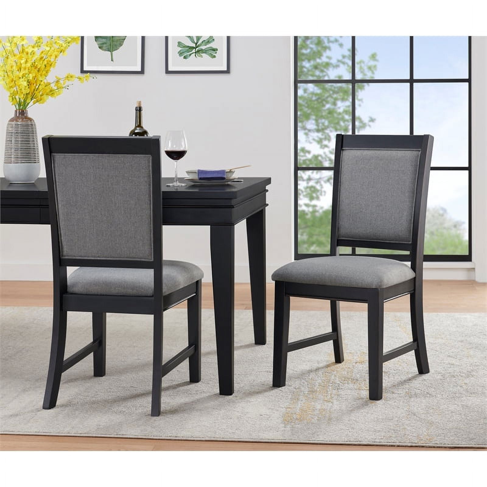 Black and Grey Linen Dining Room Chair (Set of 2) S93531