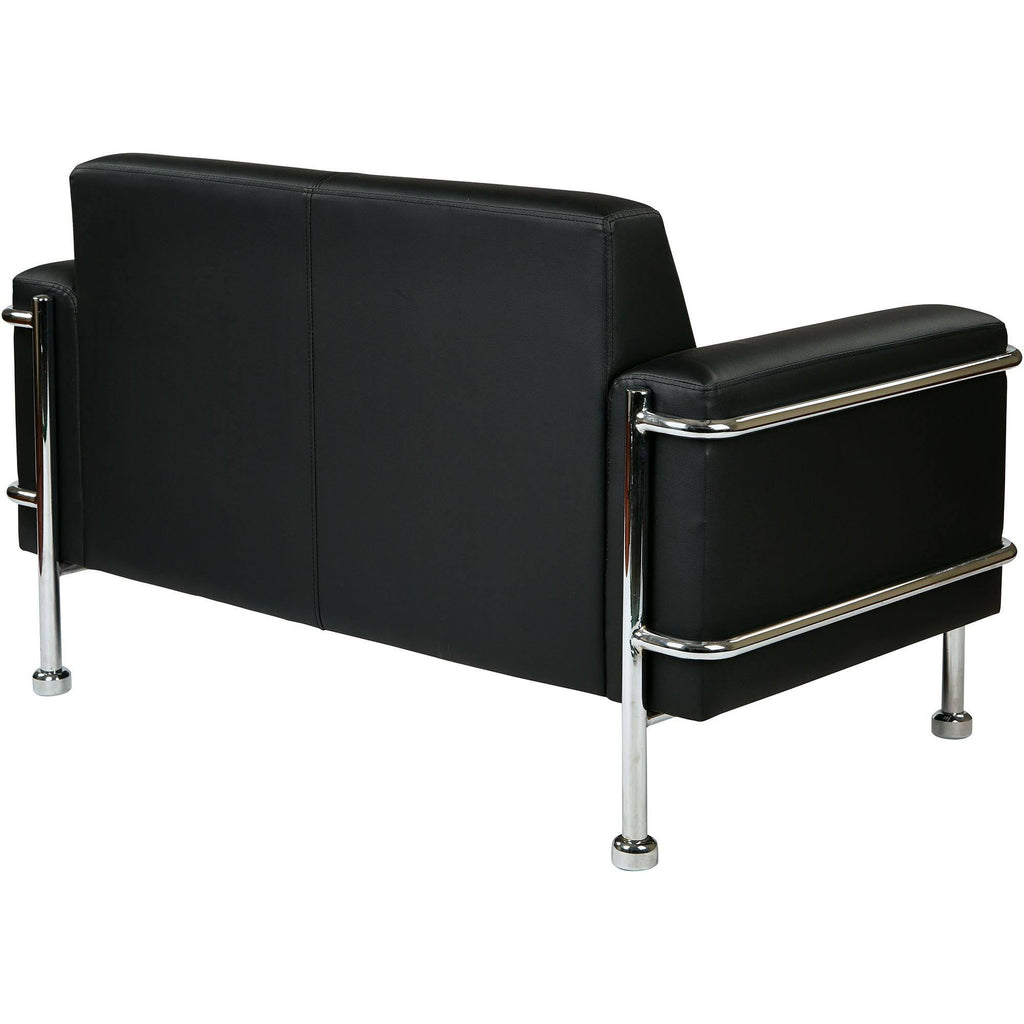 Bonded Leather Love Seat with Chrome Accents S796306