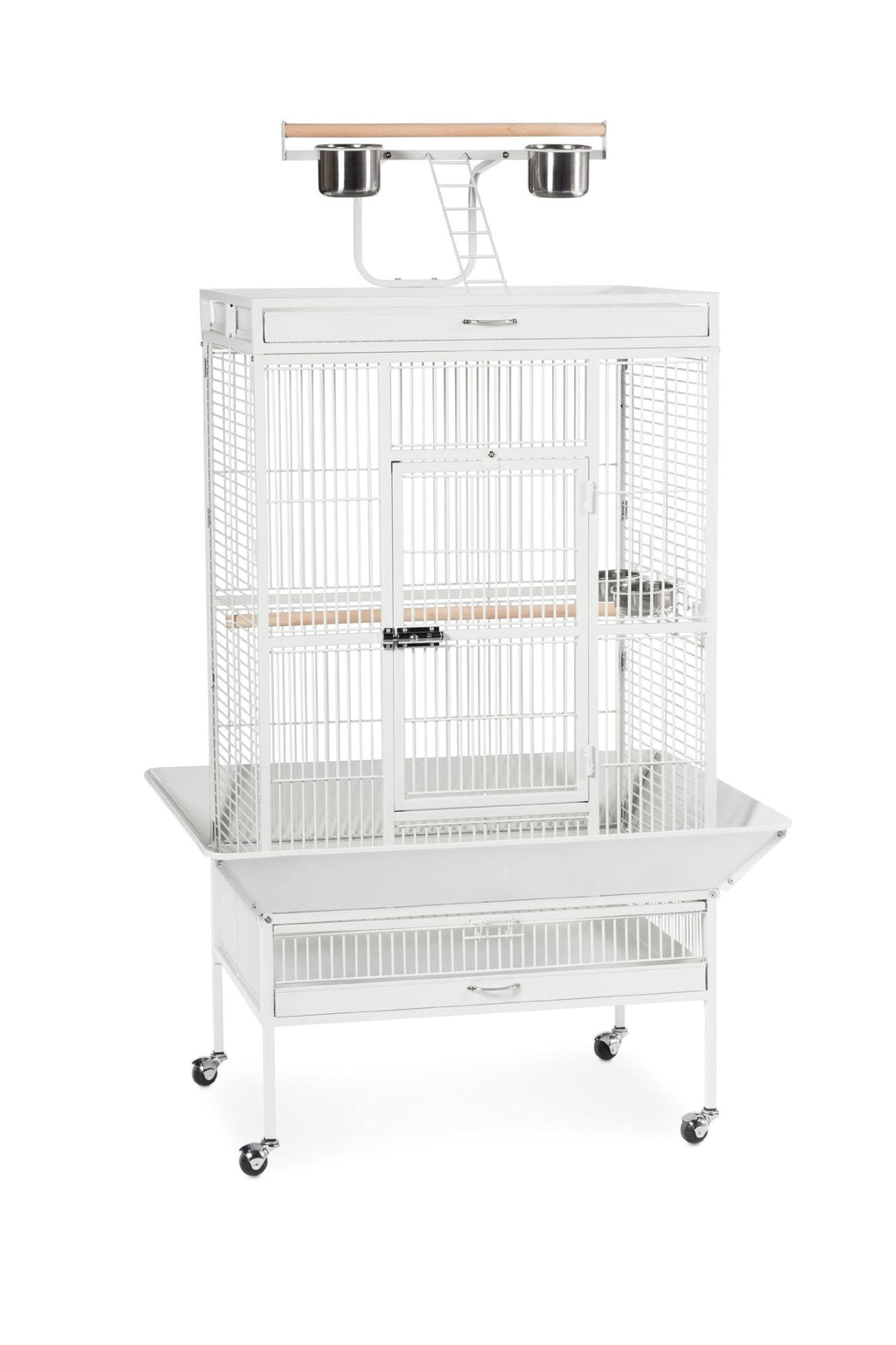 Large Wrought Iron Play Top Bird Cage - Chalk White G911