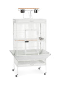 Large Wrought Iron Play Top Bird Cage - Chalk White G911