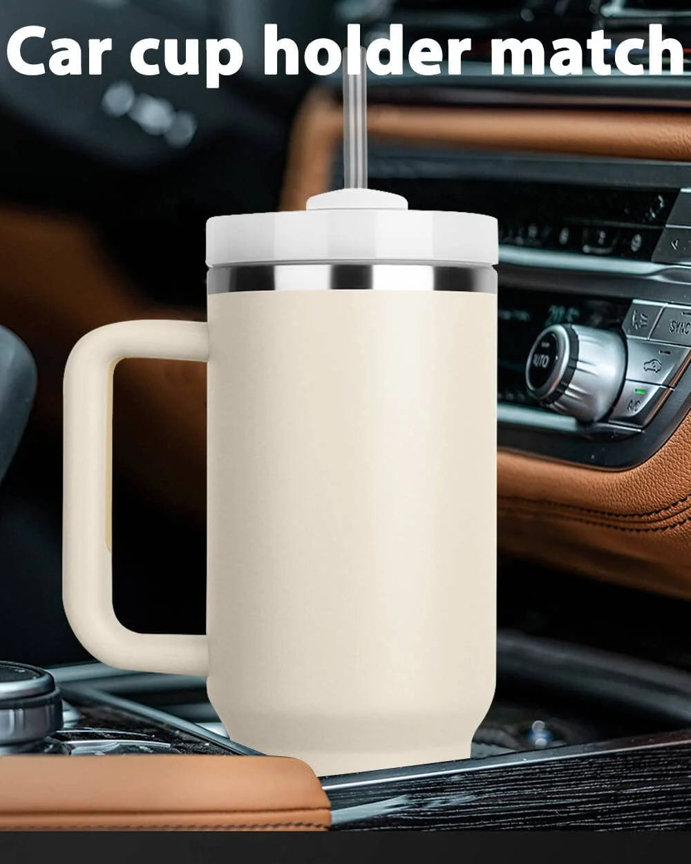 40 oz Insulated Stainless Steel Tumbler with Handle and Straw Lid H9636