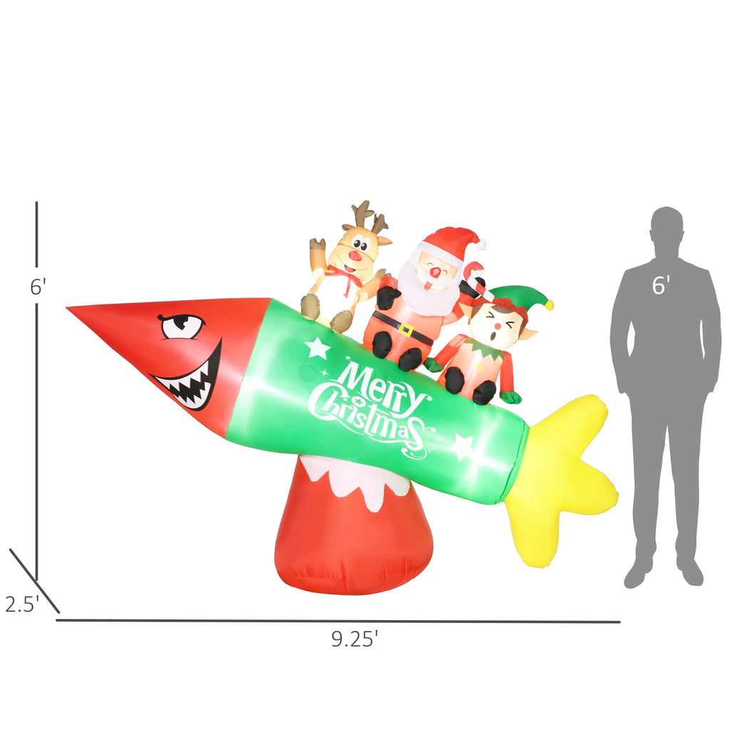 Inflatable Christmas Rocket with Santa Claus LED Yard Display P1306