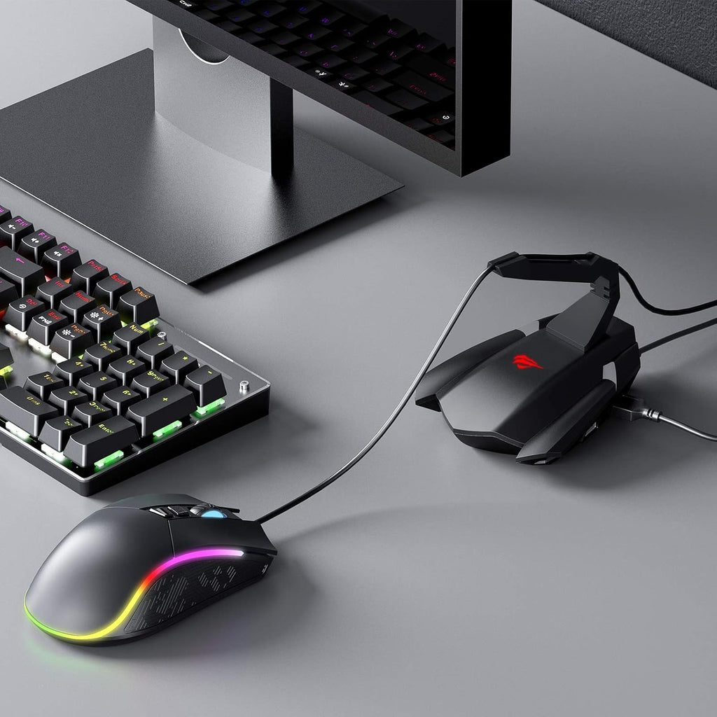 Black Gaming Mouse Bungee with 4 Port USB Hub X16444