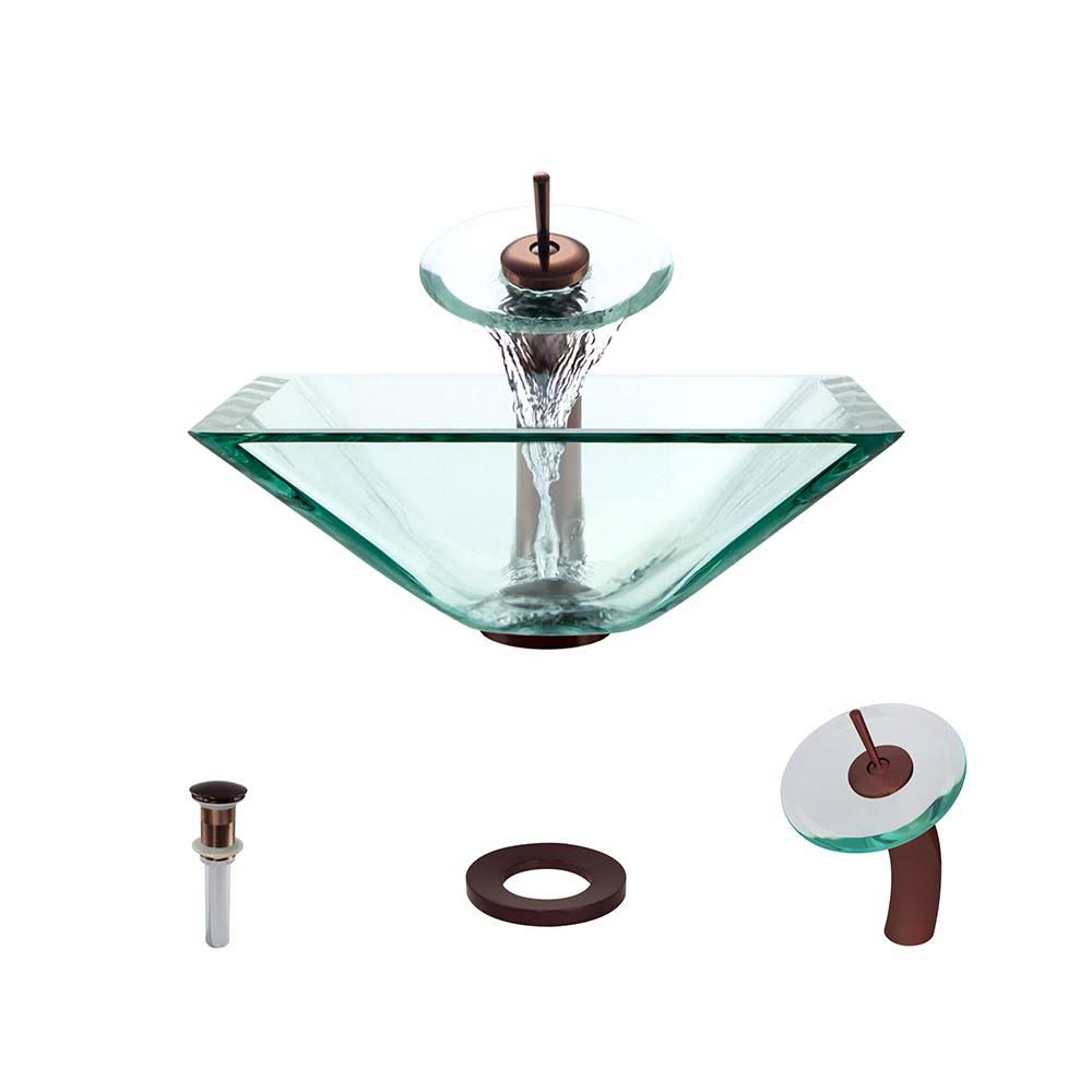 Crystal Oil Rubbed Bronze Bathroom Waterfall Faucet Ensemble F805