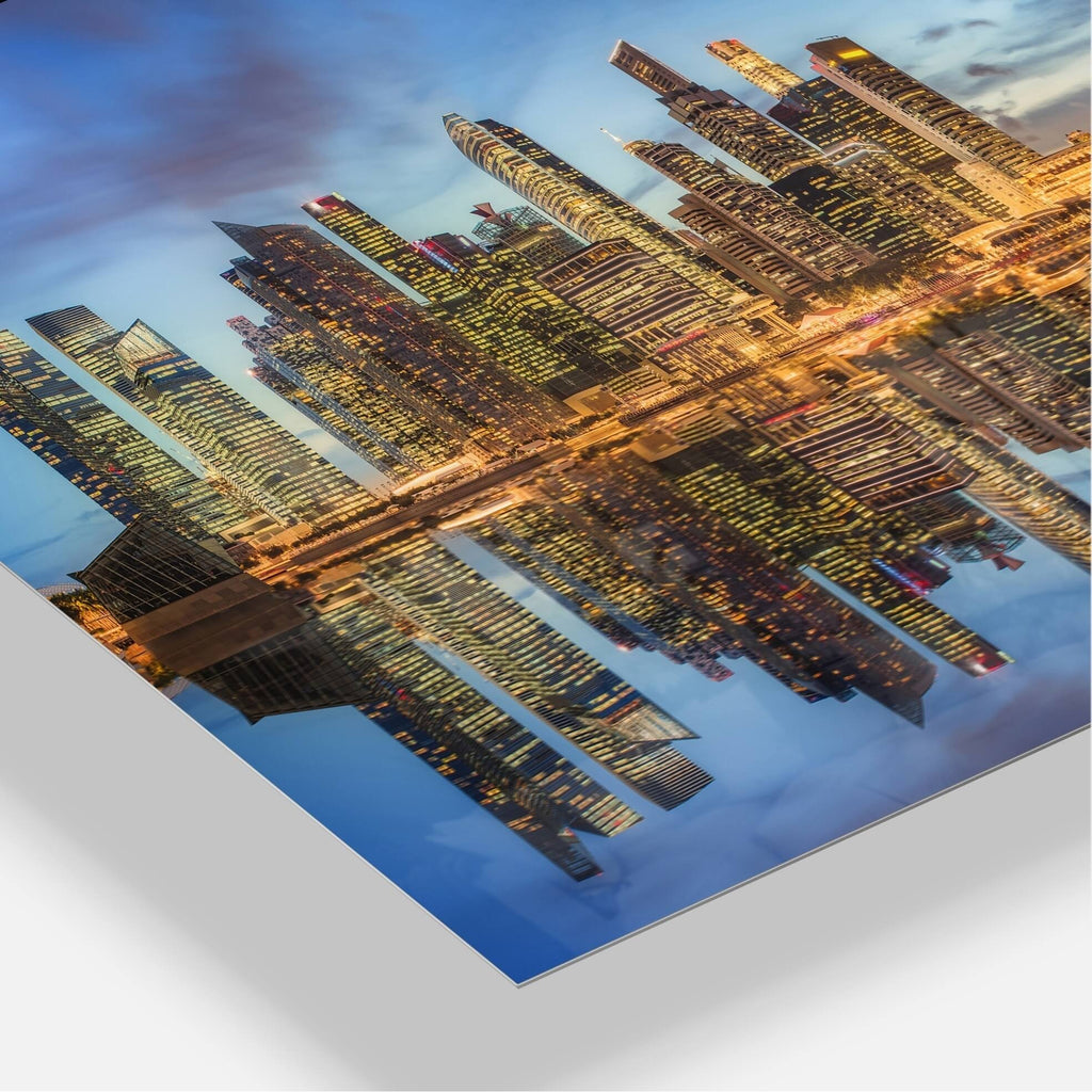 40 in. Wide x 30 in. High White Glossy Metal Cityscape Wall Art D9293
