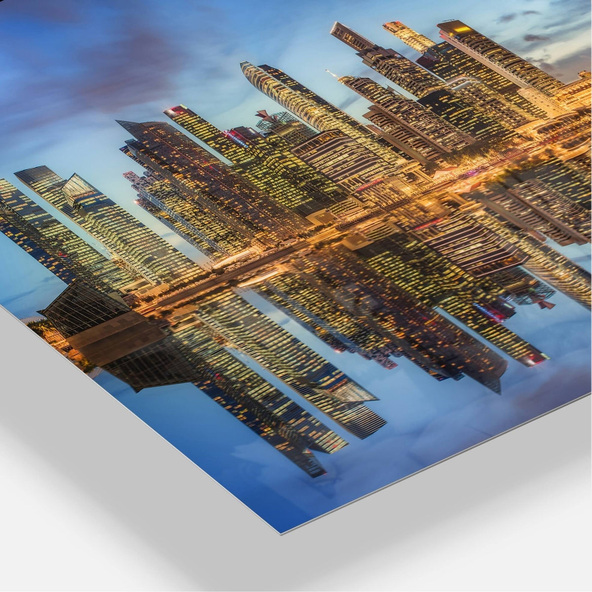 40 in. Wide x 30 in. High White Glossy Metal Cityscape Wall Art D9293