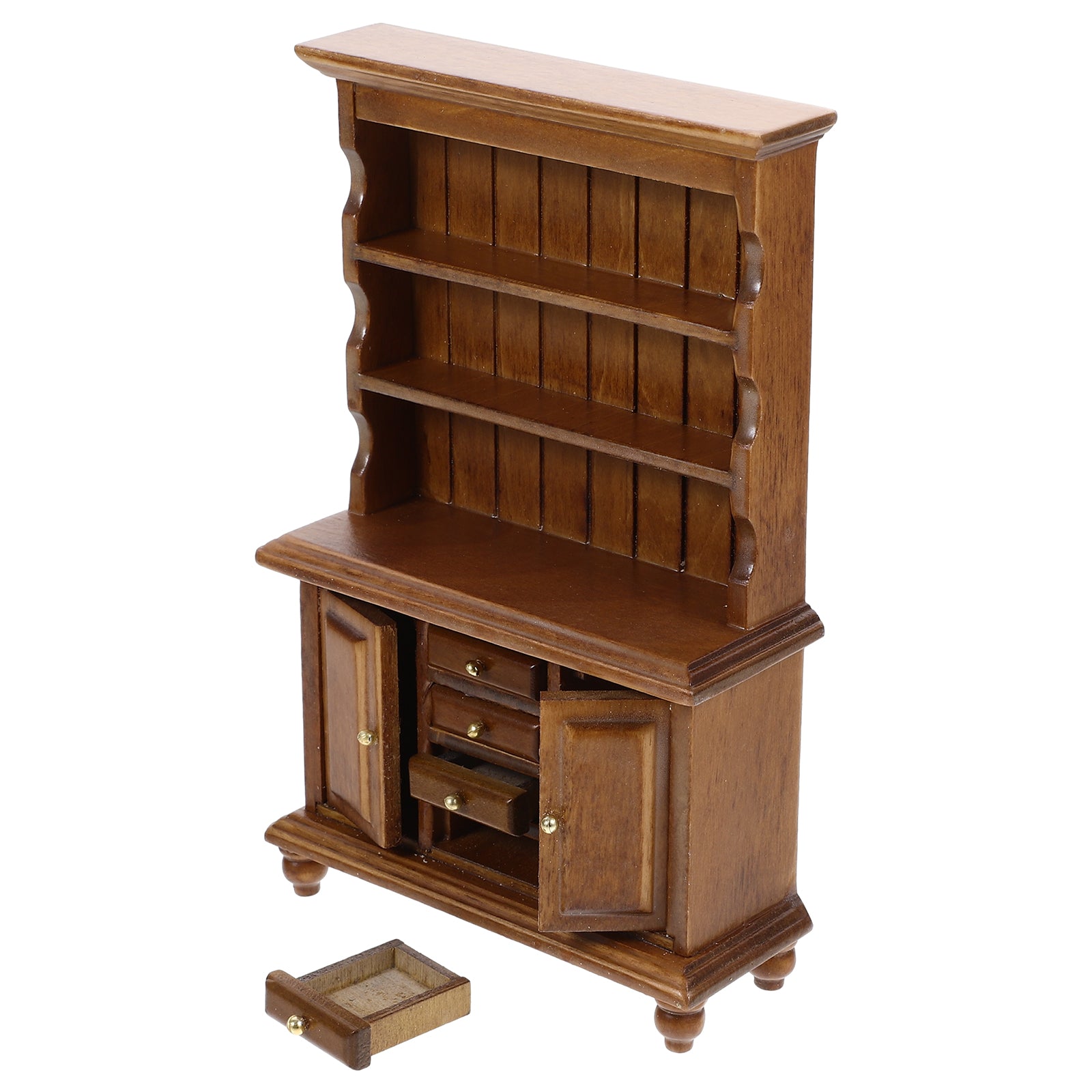 Walnut Color Wooden Dollhouse Miniature Bookcase S62809