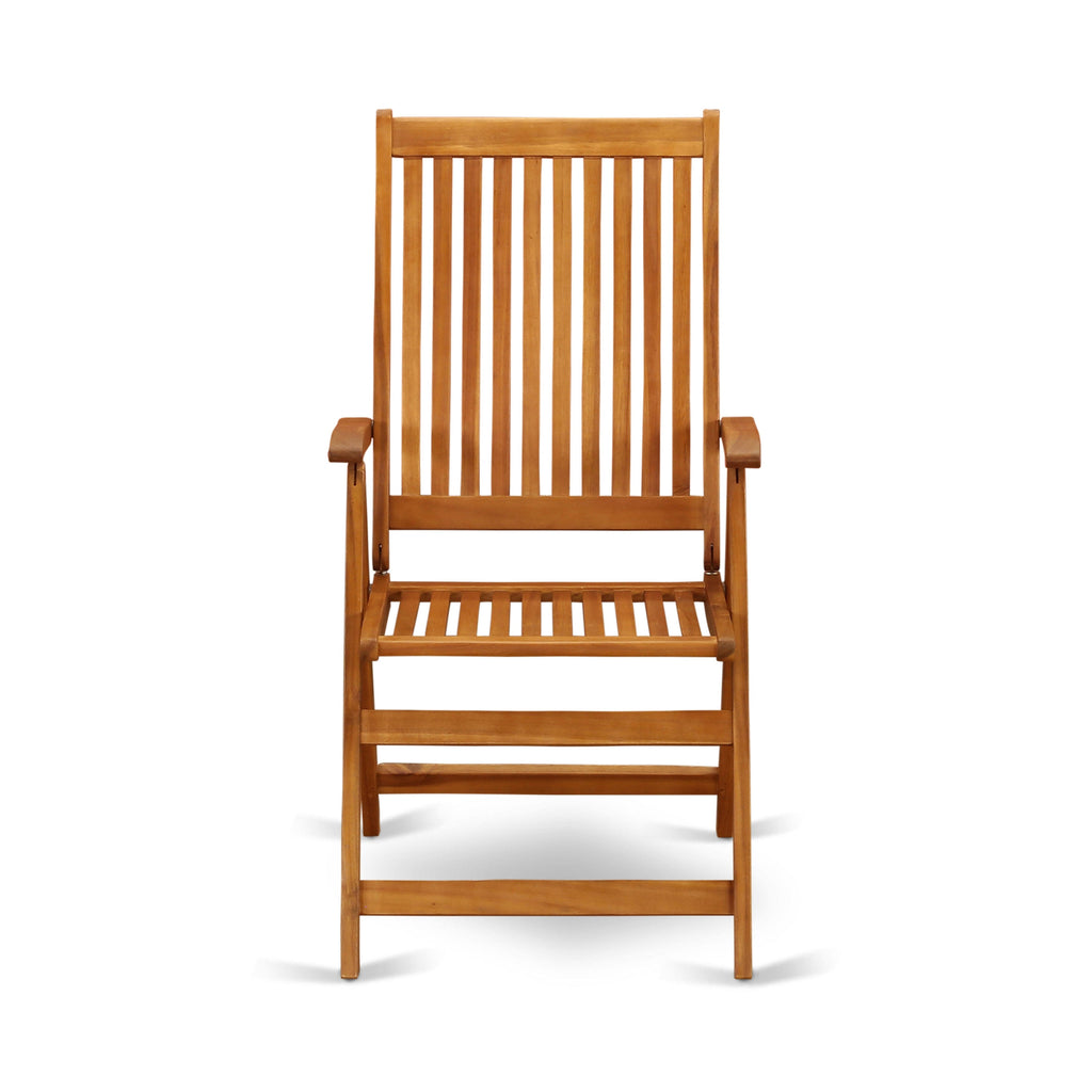 5 Position Outdoor Folding Arm Chair Set of Two Solid Acacia Wood X741