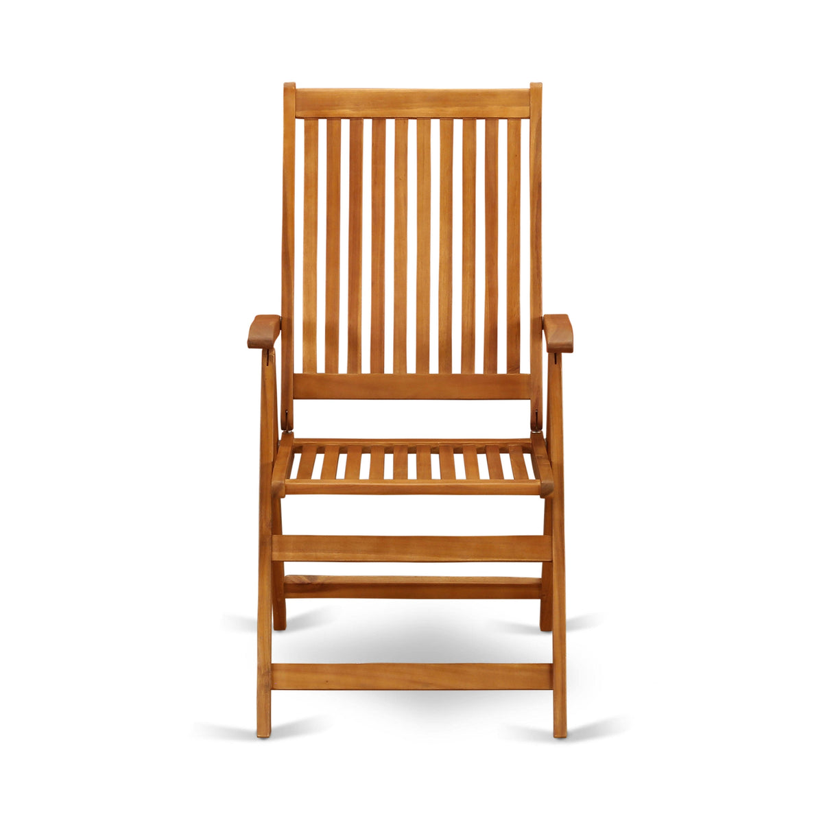 5 Position Outdoor Folding Arm Chair Set of Two Solid Acacia Wood X741