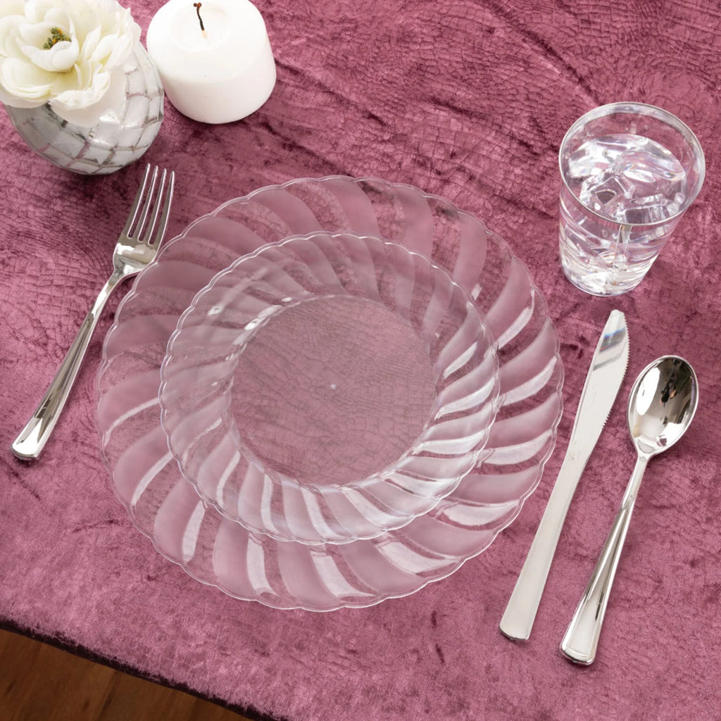 Clear Plastic Plates with Flared Rim, 18 PACK, 10.25 inch S636