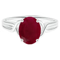 Oval Red Ruby Solitaire Ring 925 Sterling Silver W30187
