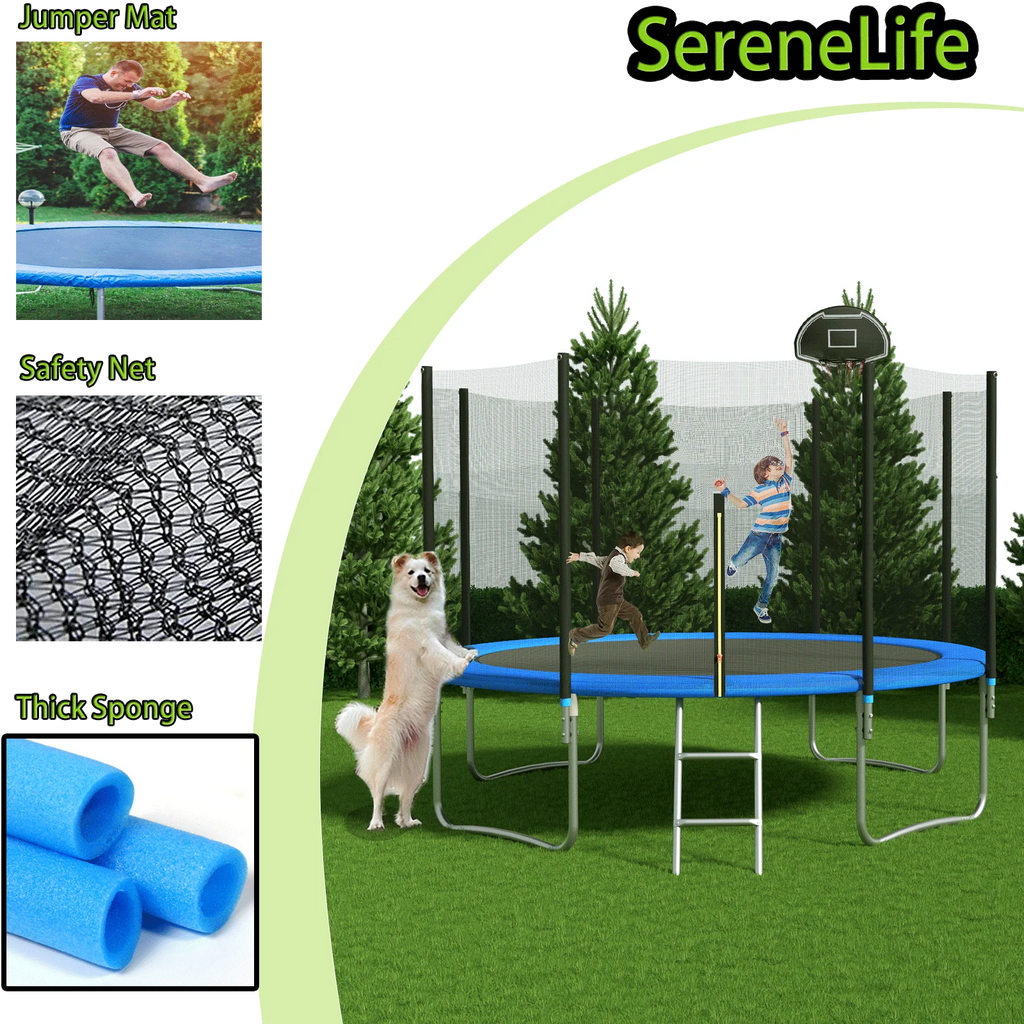 16Ft Trampoline with Safety Enclosure Net & Ladder R338786