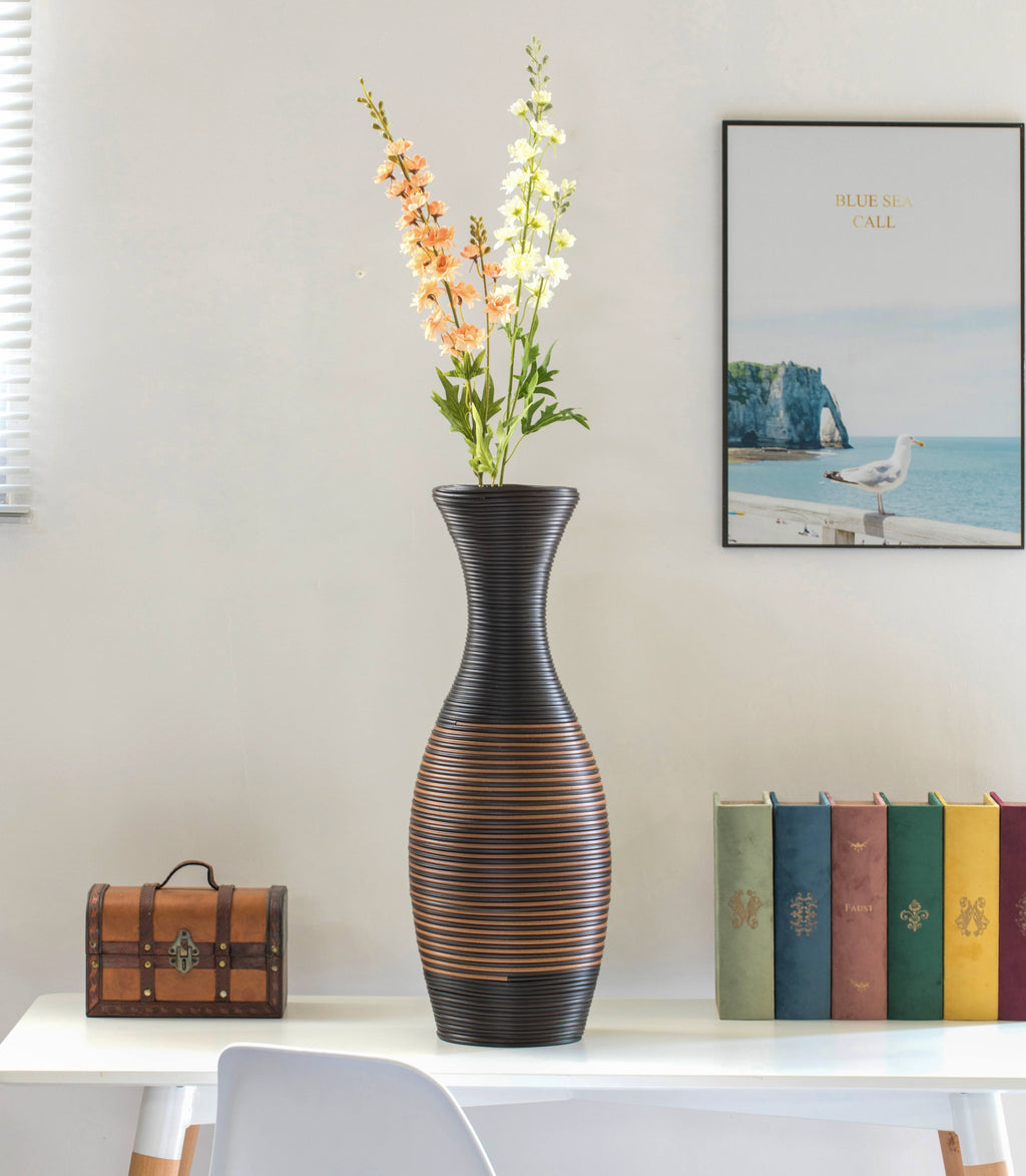 Black and Brown Artificial Rattan Vase 23 inch U91142