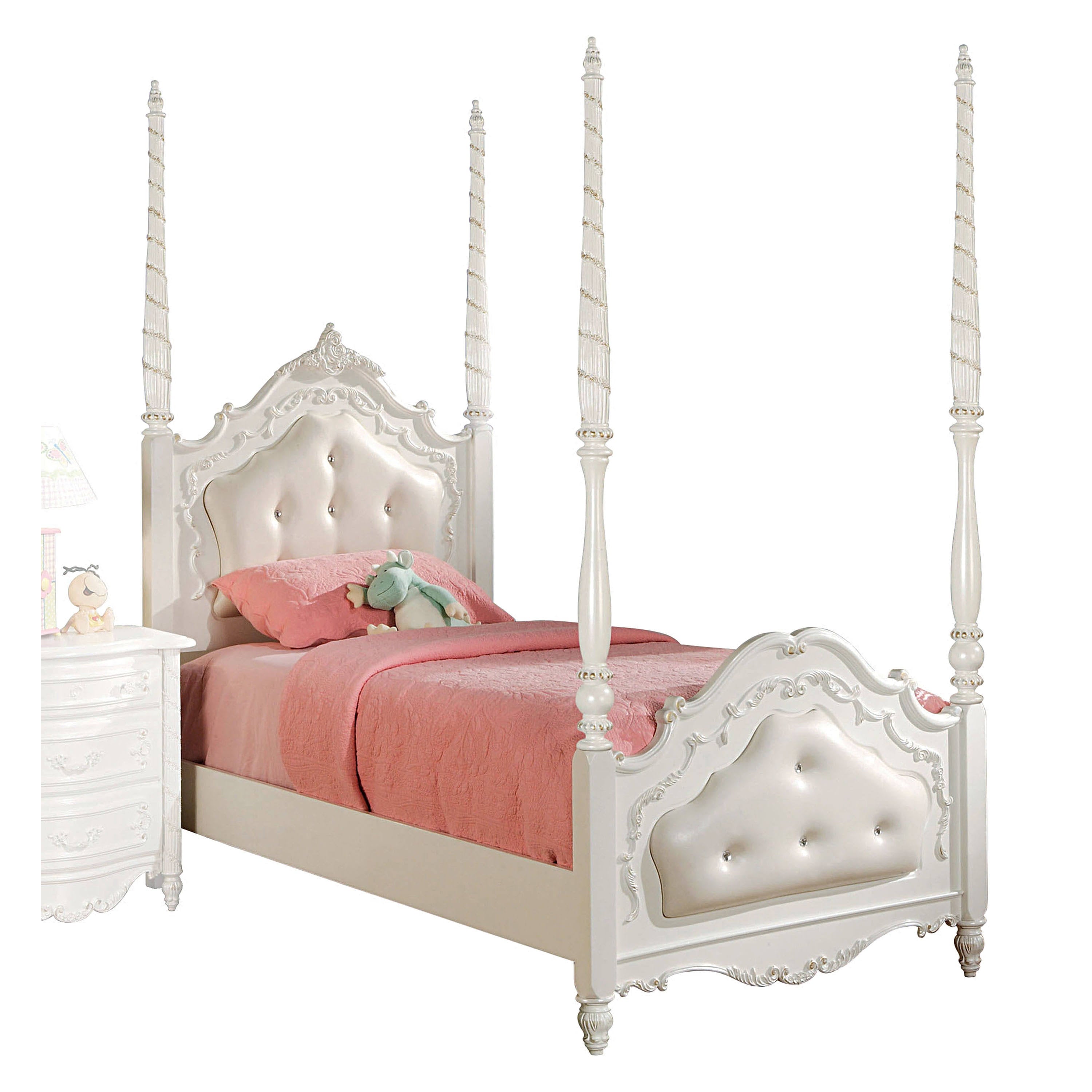 Pearl White Full Poster Bed D80246