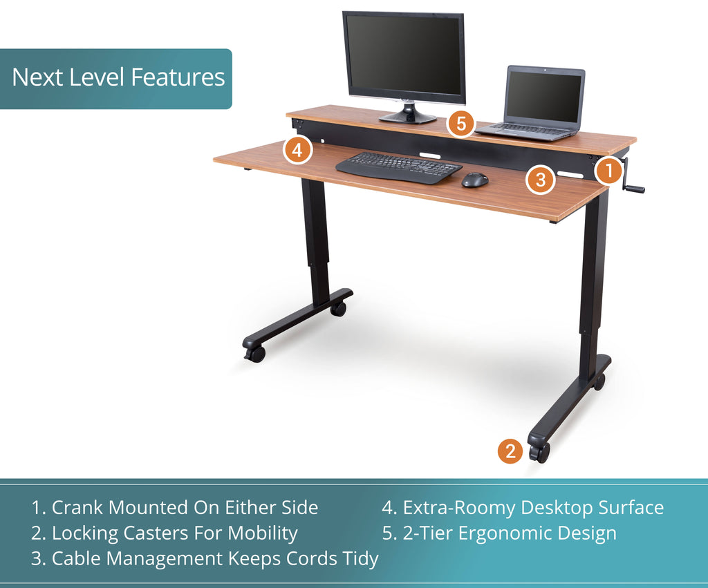 48-inch Crank Adjustable Height Stand Up Desk with Steel Frame Y79369
