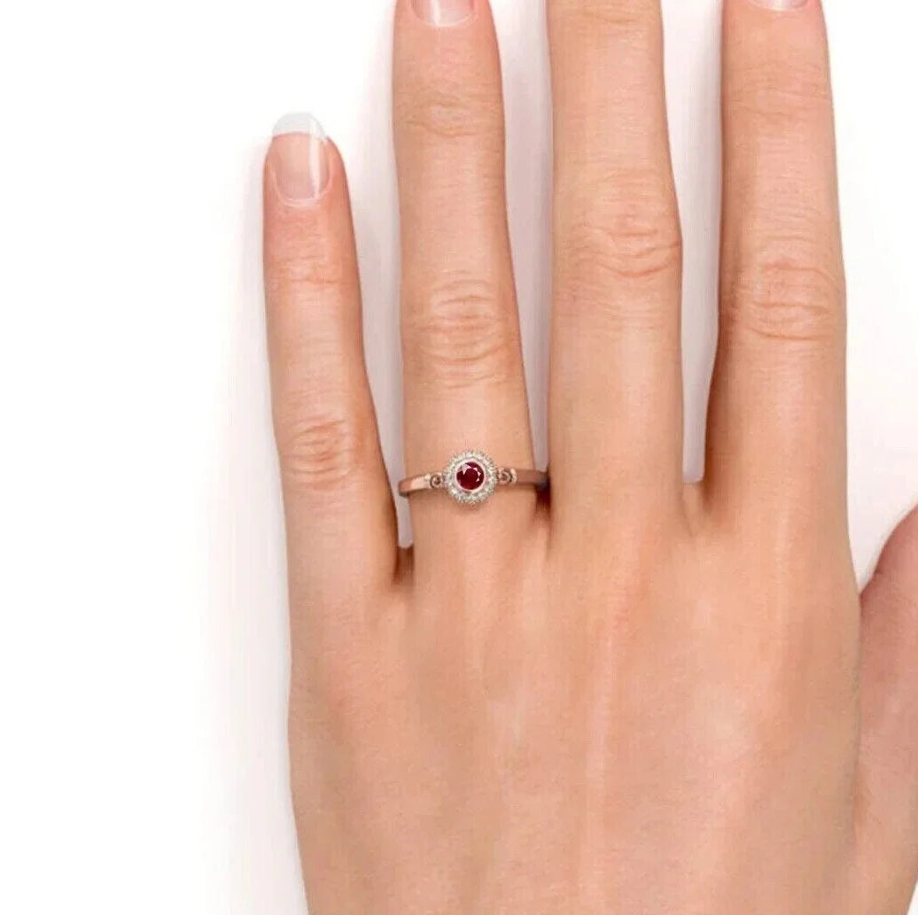 14k Gold Red Ruby Ring Z652