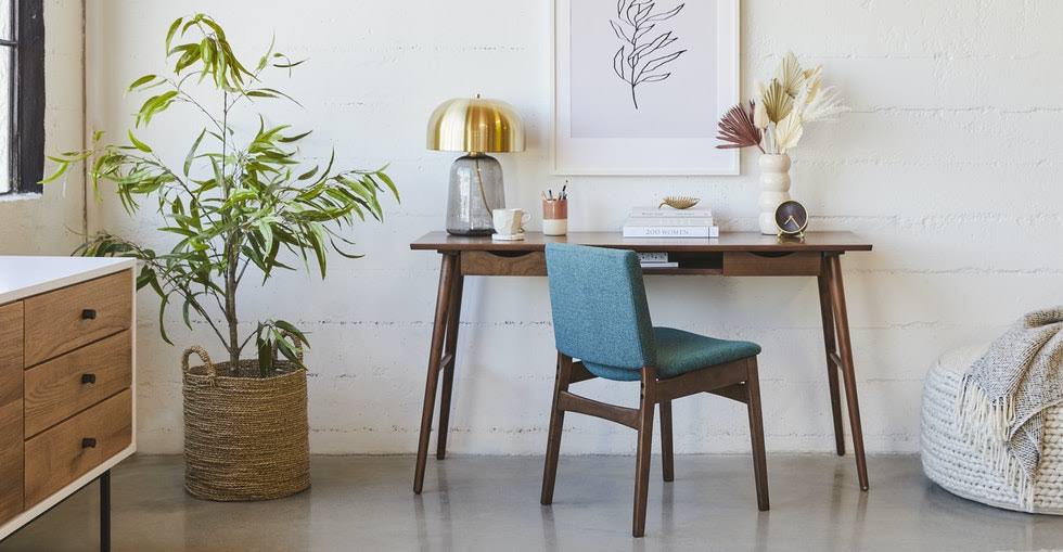 Blue Fabric Dining Chair with Walnut Frame X7260