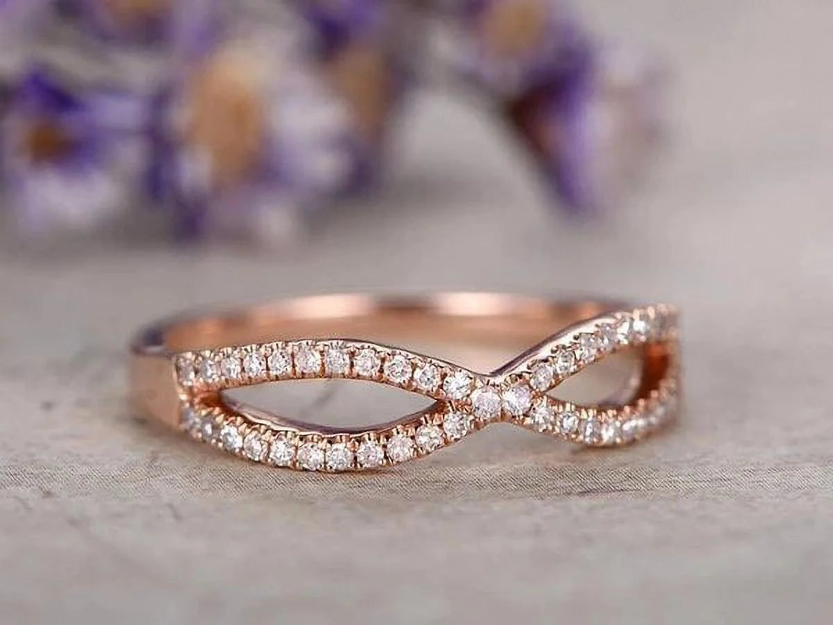 .15 ct Diamond Twisted Stacking Ring in 10K Rose Gold P5907