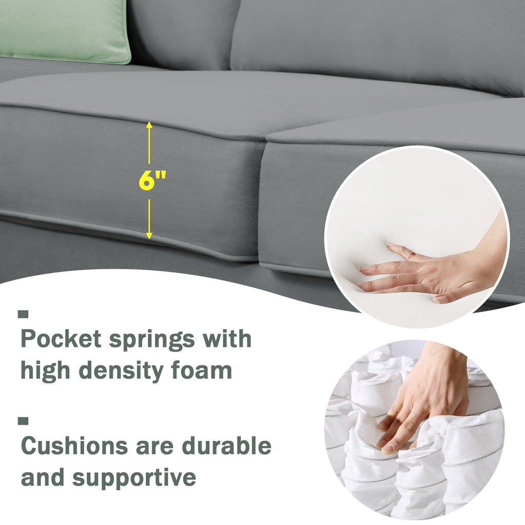 Grey Modular Sectional Sofa with Ottoman V9093