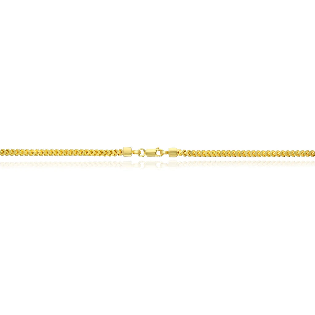 18K Gold Over Silver Hollow Franco Chain Necklace 20"-30" G5559