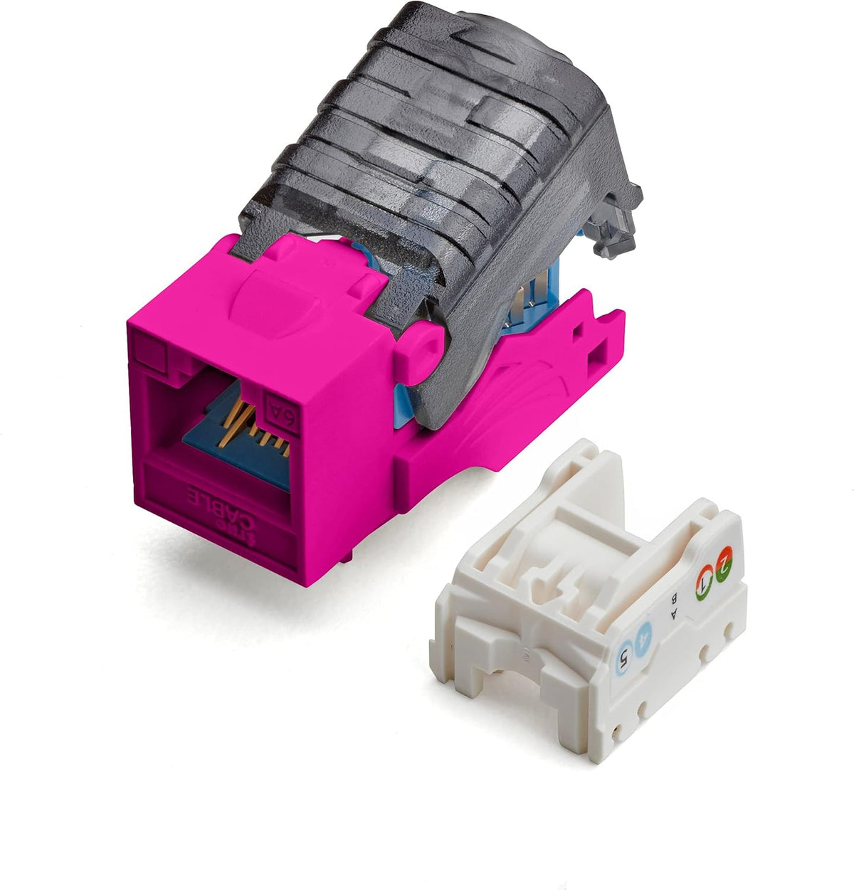 White Cat6A Toolless Keystone Jack, 12 Pack B682
