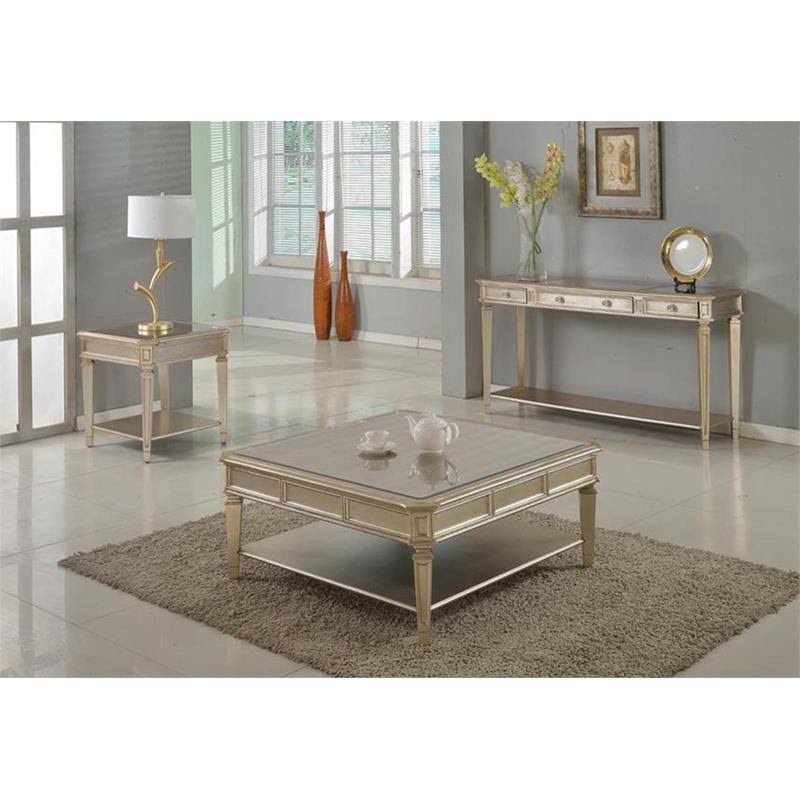 Bronze Glass Top Sofa Table with Shelf M601