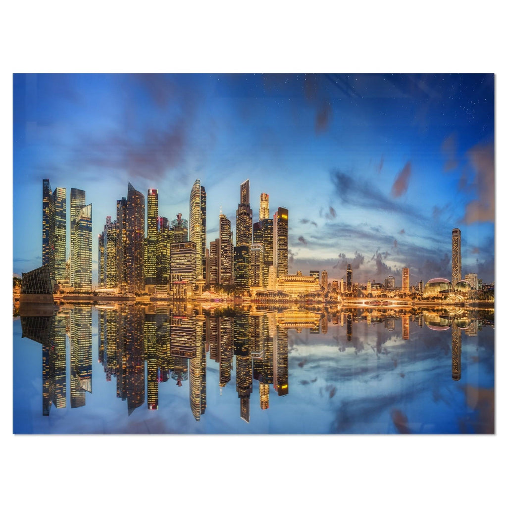 40 in. Wide x 30 in. High White Glossy Metal Cityscape Wall Art D9293