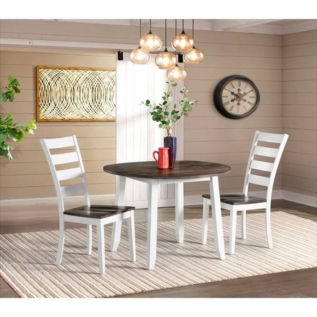 Gray White Drop Leaf Table O15074