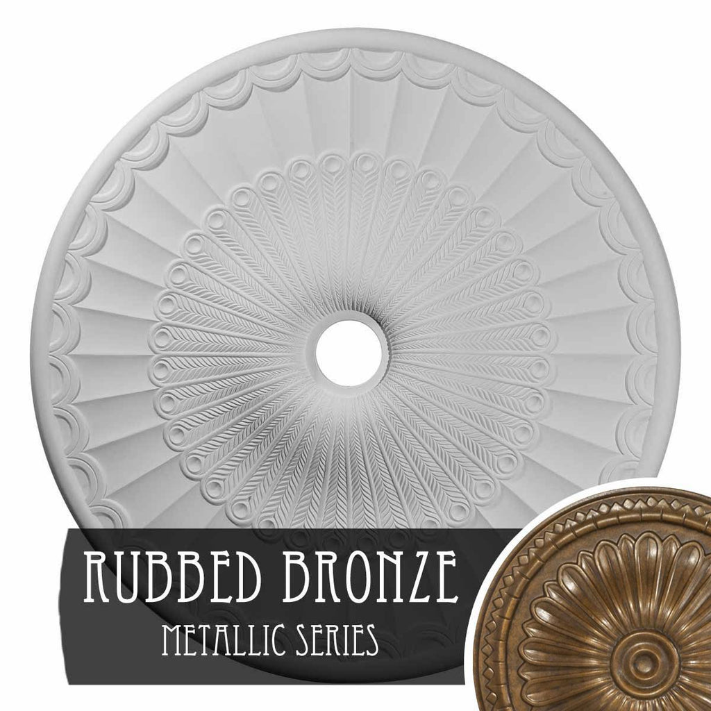 Hand-Painted Rubbed Bronze Ceiling Medallion U89971