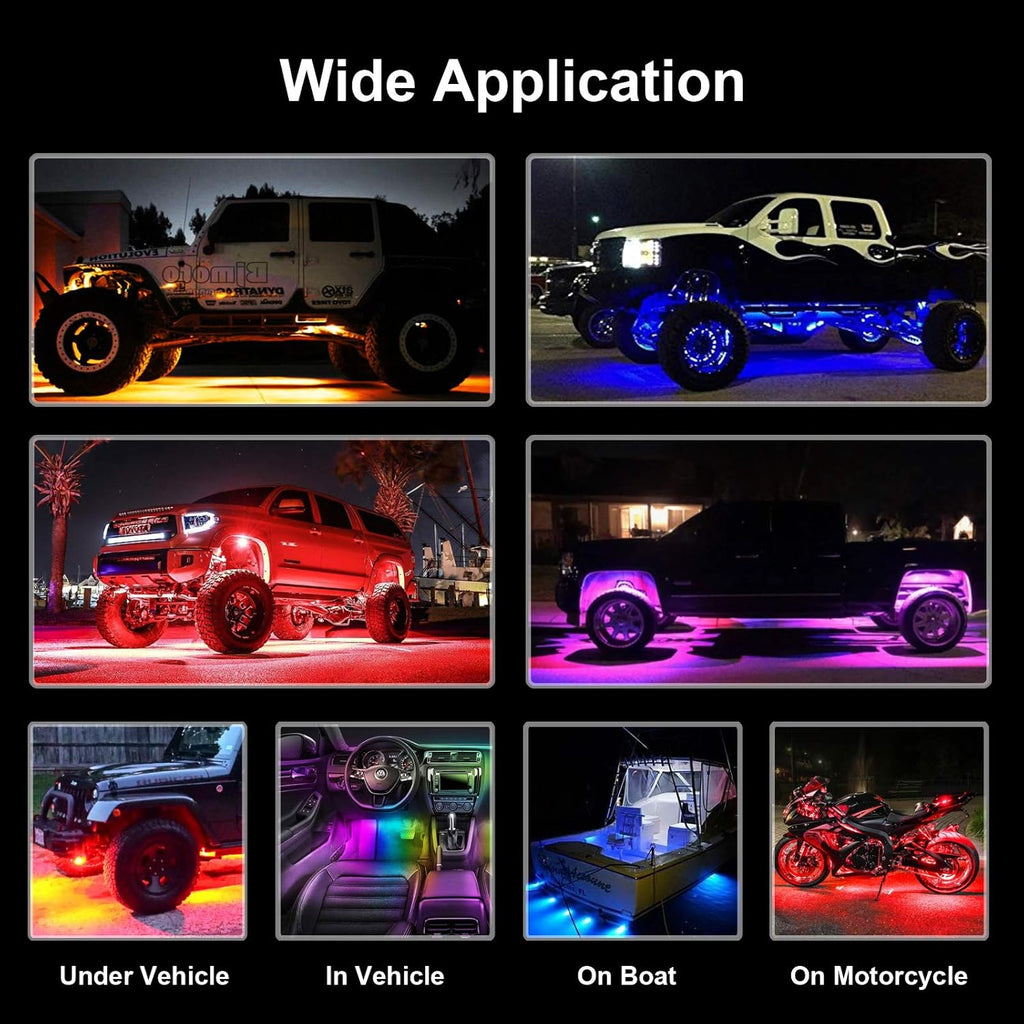 6 Pods Waterproof LED Rock Lights with APP Control Music Mode Y348