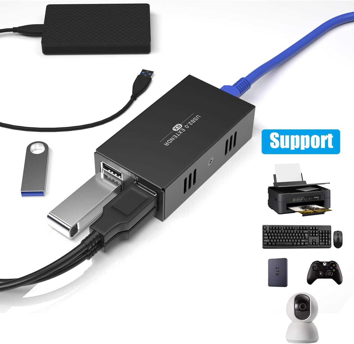 4-Port USB Hub 50m Over Ethernet Cat5e/6 K373