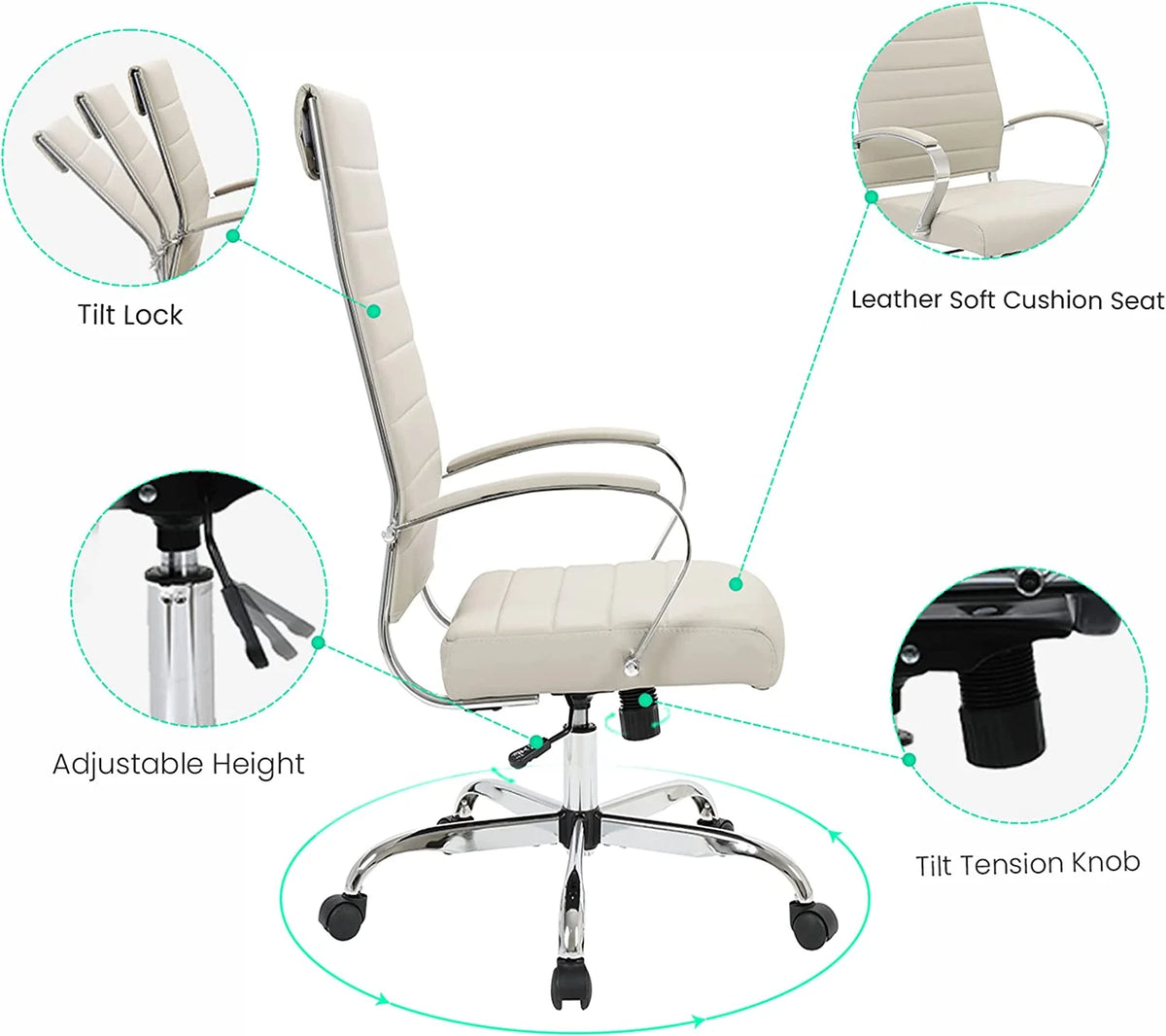 Tan Leather Swivel Office Chair X90309