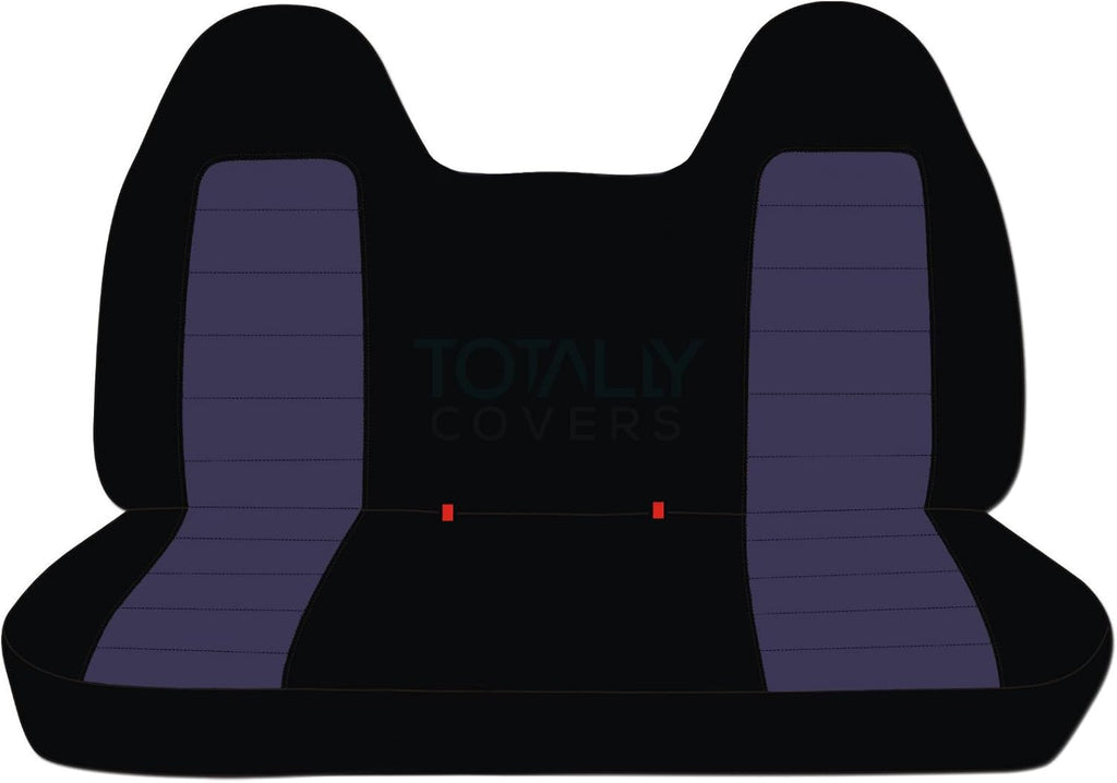 Black & Navy Blue Two-Tone Truck Seat Covers for 1999-2004 Ford F-150 Front Solid Bench with Molded Headrests A6533