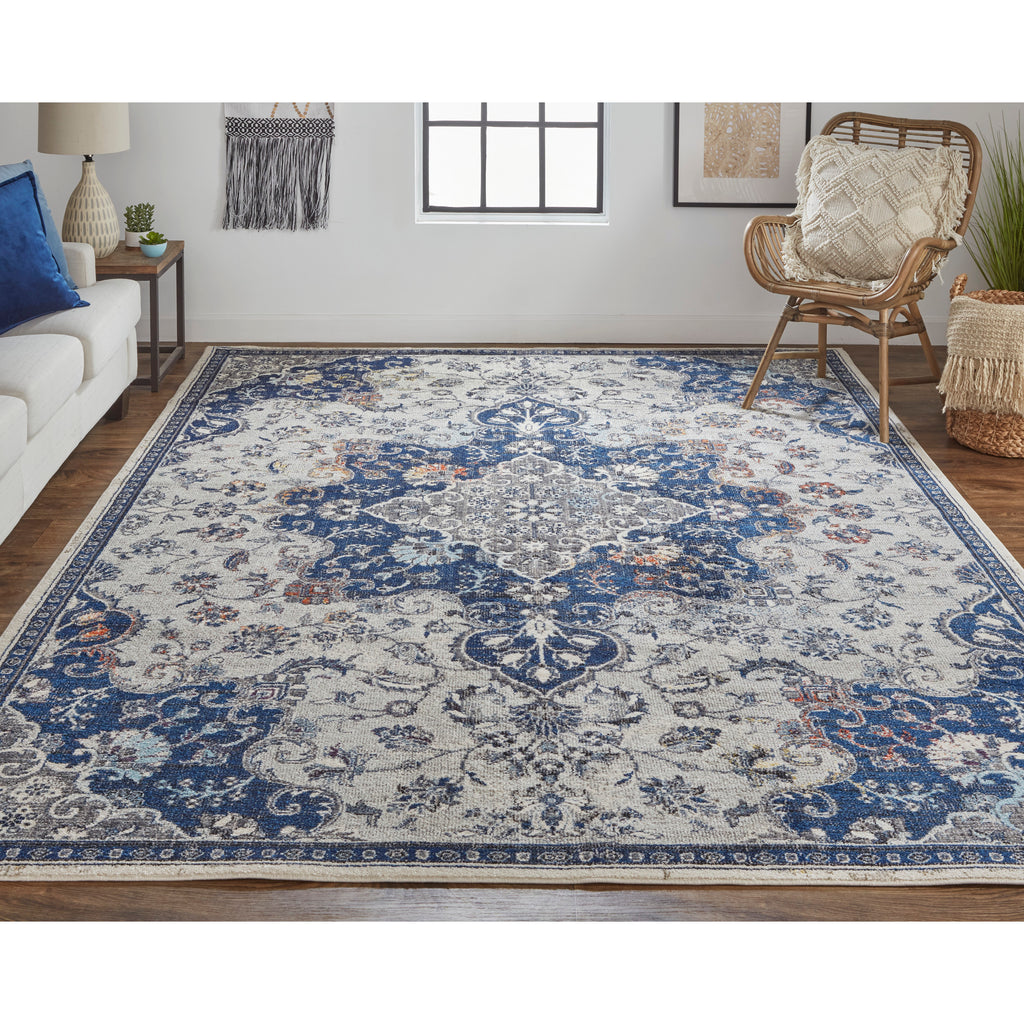 Gray/Ivory/Blue Area Rug R67825