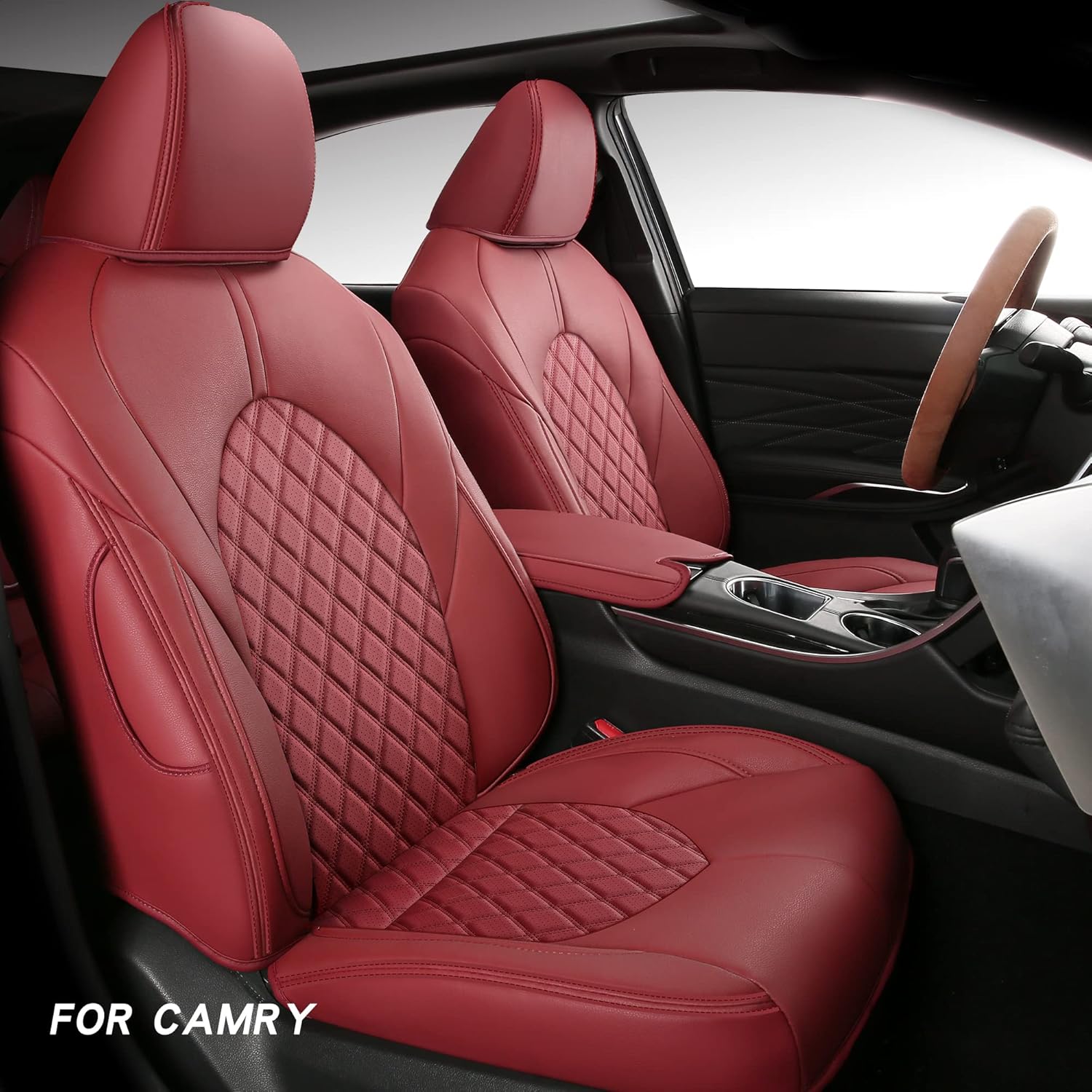 Black Faux Leather Car Seat Covers for Toyota Camry Hybrid G736779