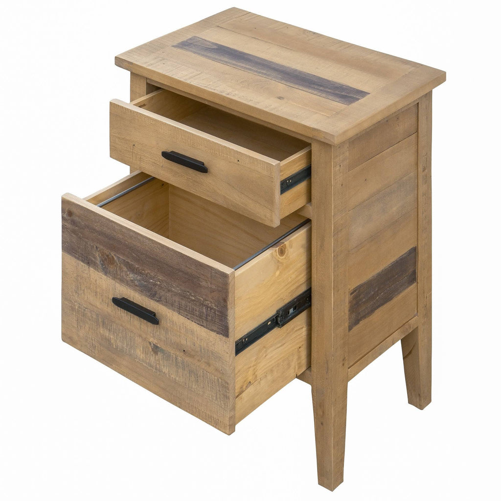 Brown Reclaimed Wood Filing Cabinet with Two Drawers E191