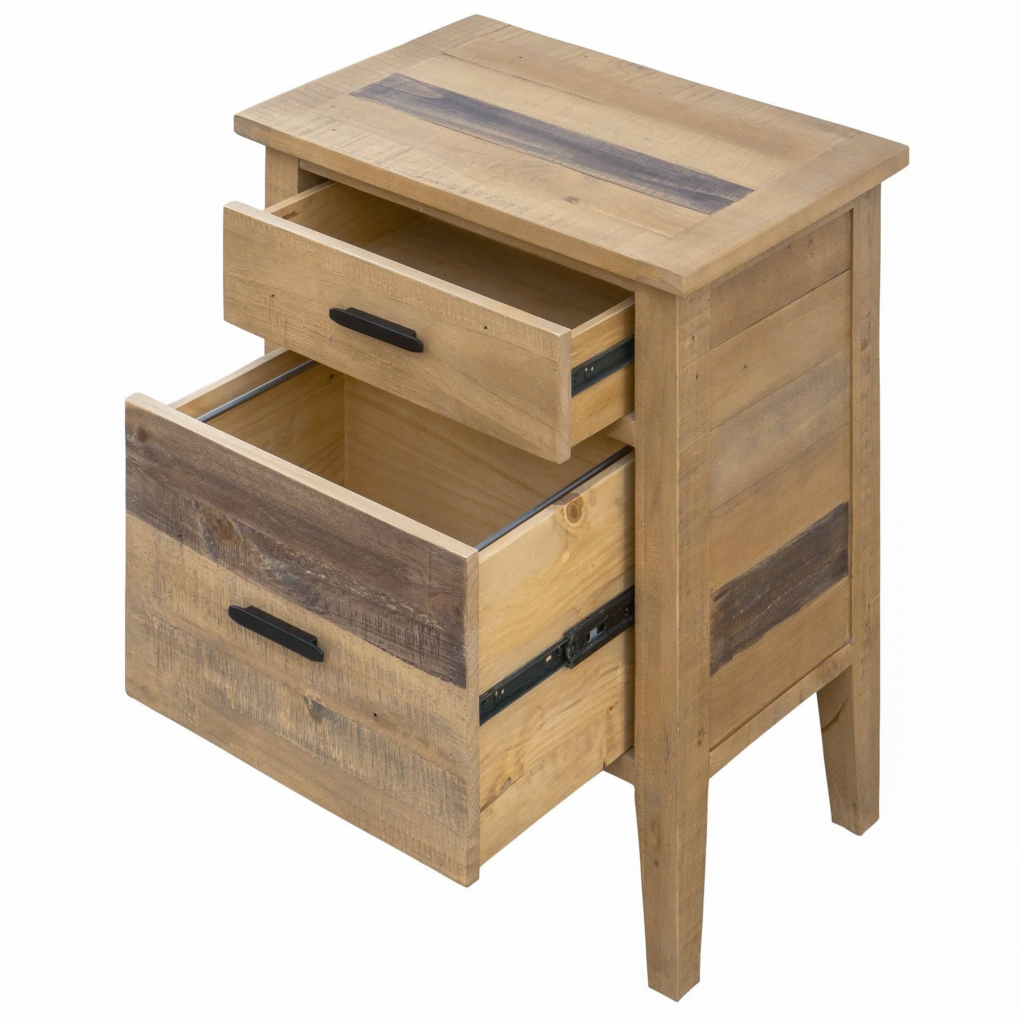 Brown Reclaimed Wood Filing Cabinet with Two Drawers E191