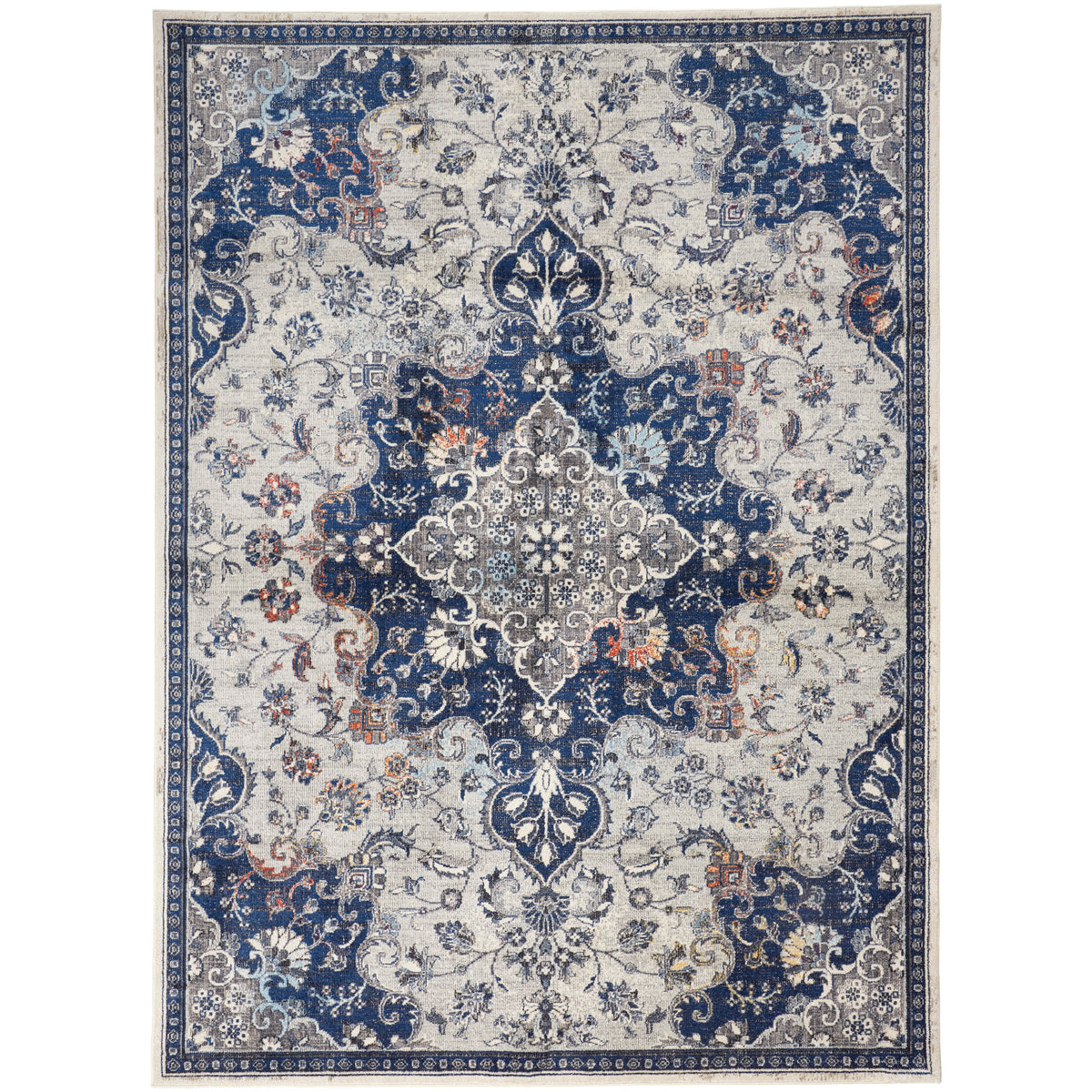 Gray/Ivory/Blue Area Rug R67825